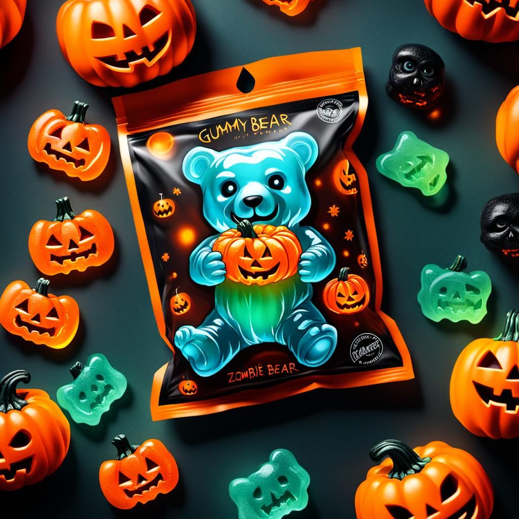 Gummy Bear Zombie in Halloween Packaging