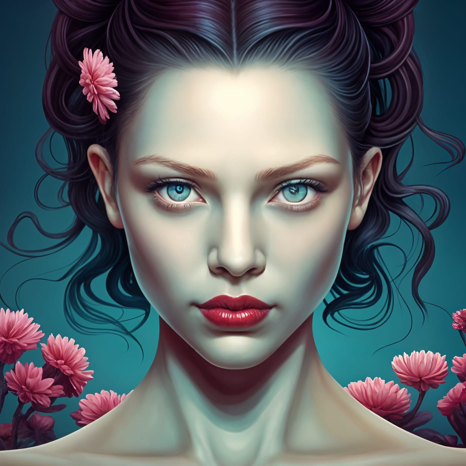 Floral Portrait with Volumetric Lighting