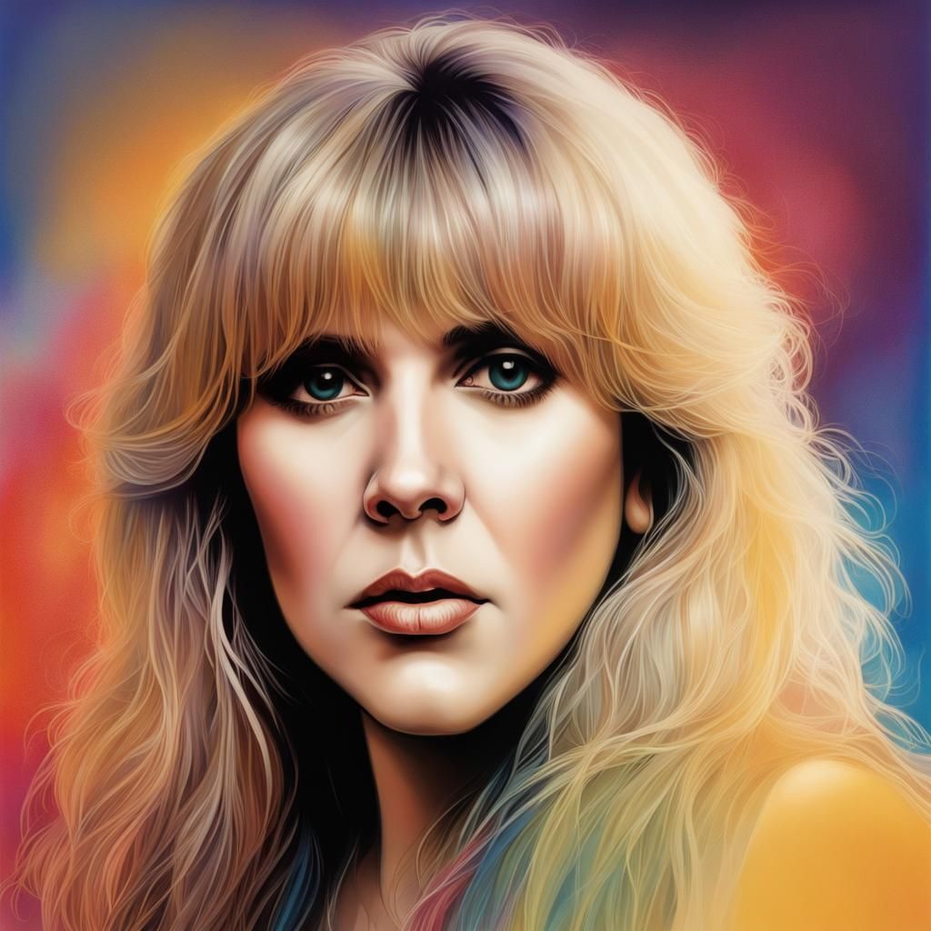 Hyperrealistic Portrait of Stevie Nicks in Splash Art Style