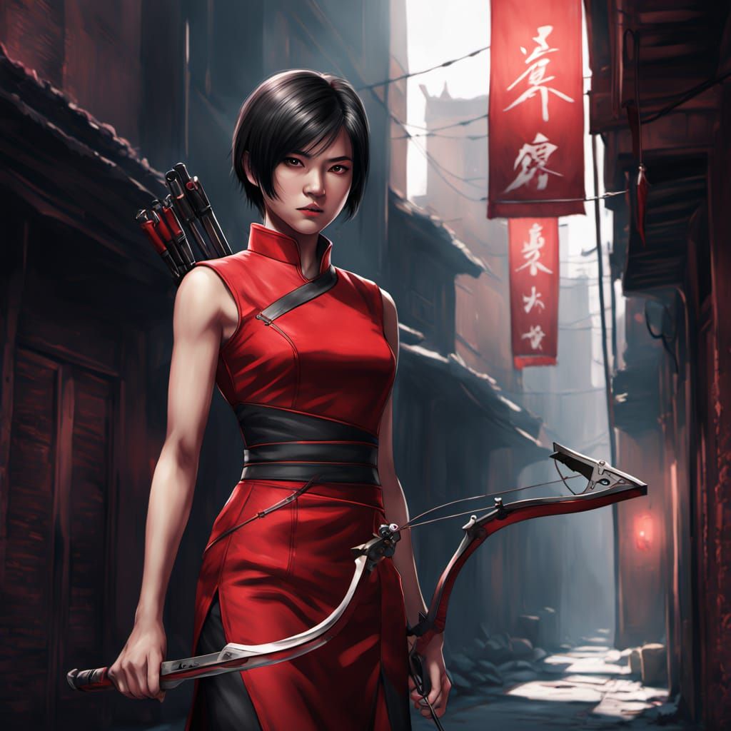 Ada Wong in Red Qipao with Crossbow Concept Art