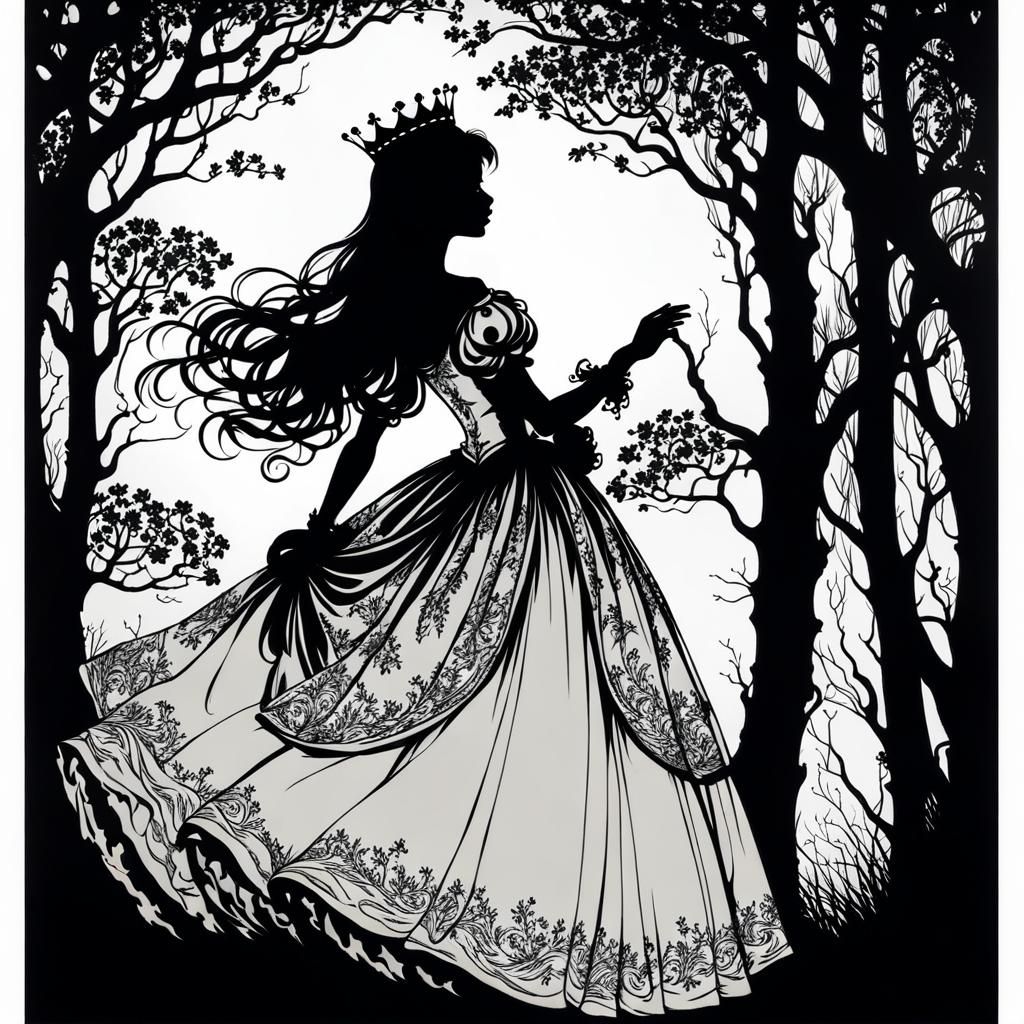 Princess Silhouette in Arthur Rackham Style