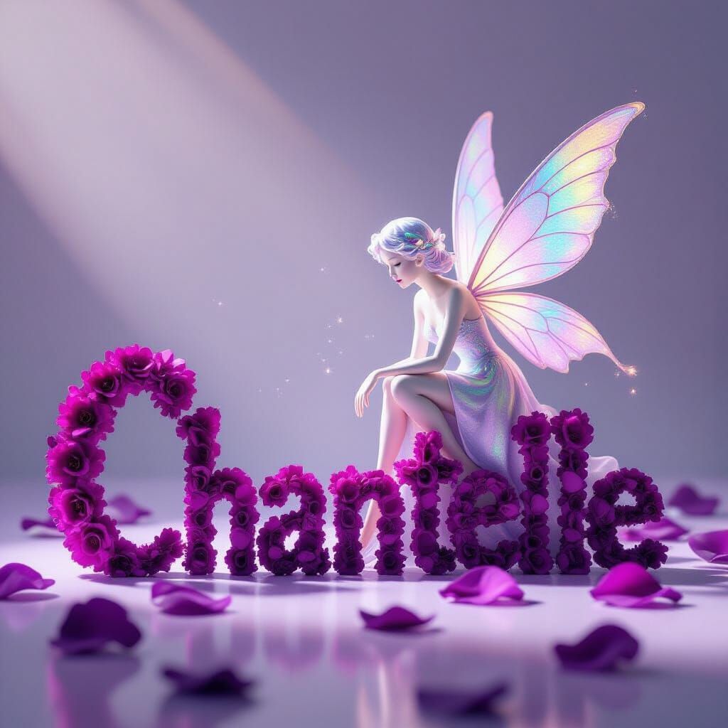 Chantelle Name Sculpture of Purple Carnations with Ethereal ...