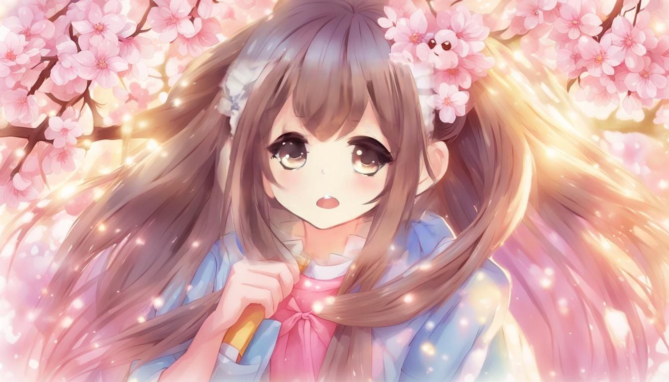 Cute Anime Girl in Japanese Manga Style