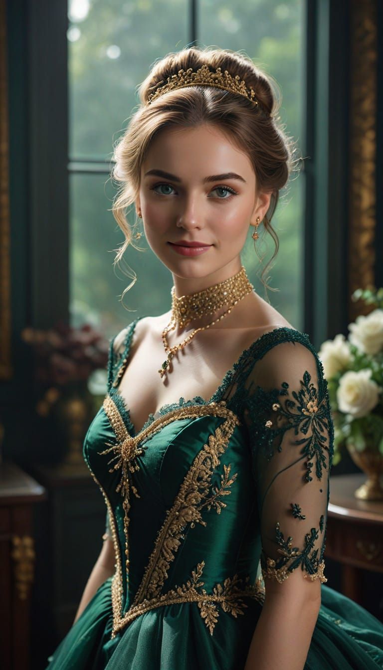 The Elegant Victorian Countess in Emerald Green