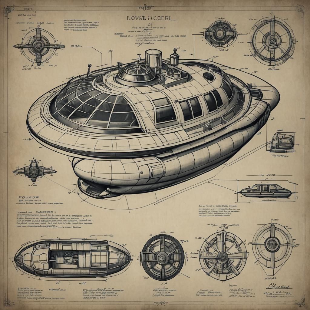 Vintage Hovercraft Blueprint from the 1900s