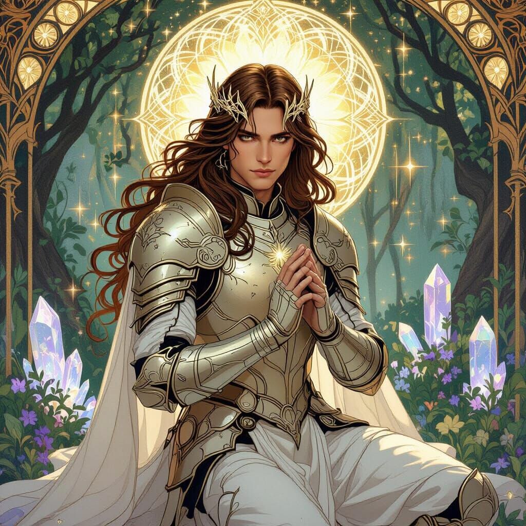 Celestial Knight in Art Nouveau Style