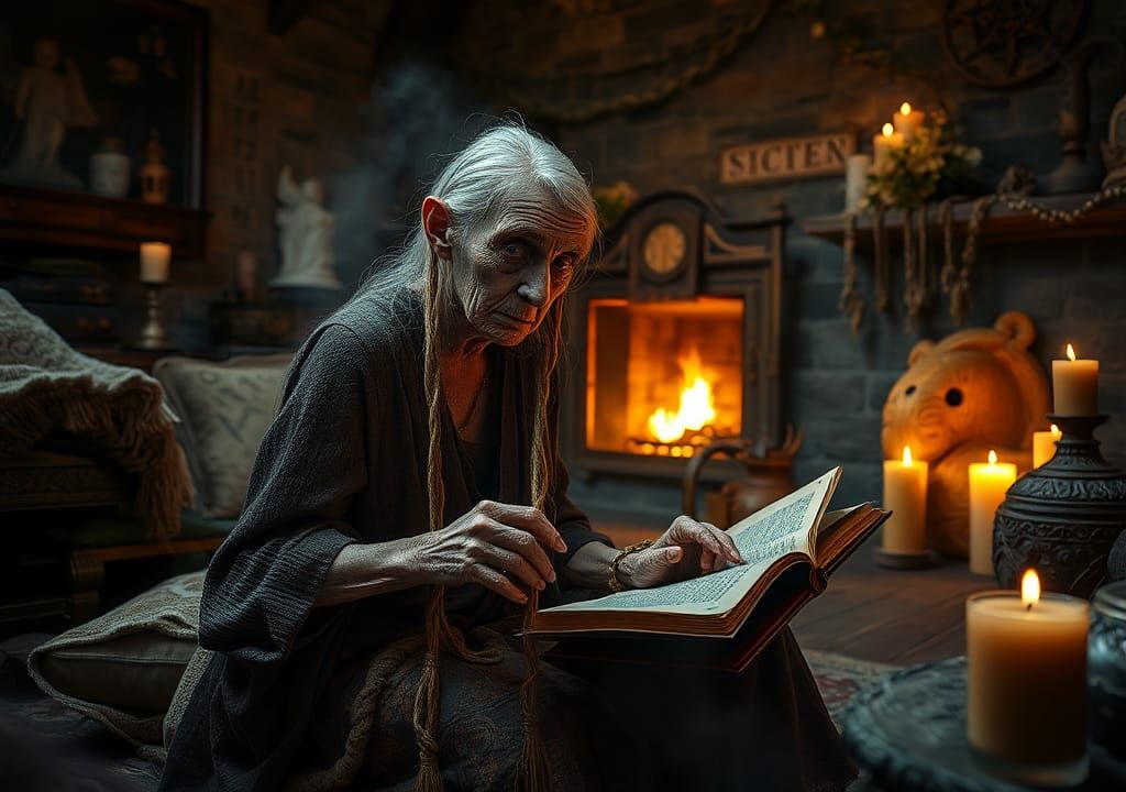 Ethereal Druidess with Celtic Symbols