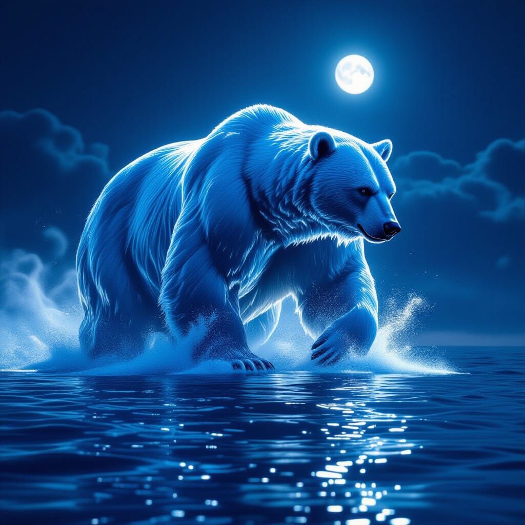 Colossal Water Bear Rises From Moonlit Ocean