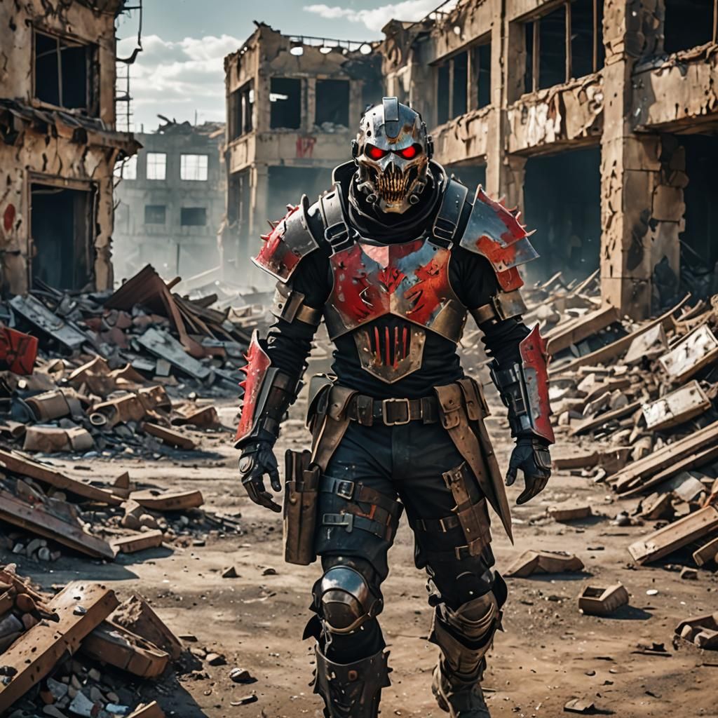 Post-Apocalyptic Looter in Wasteland Armor