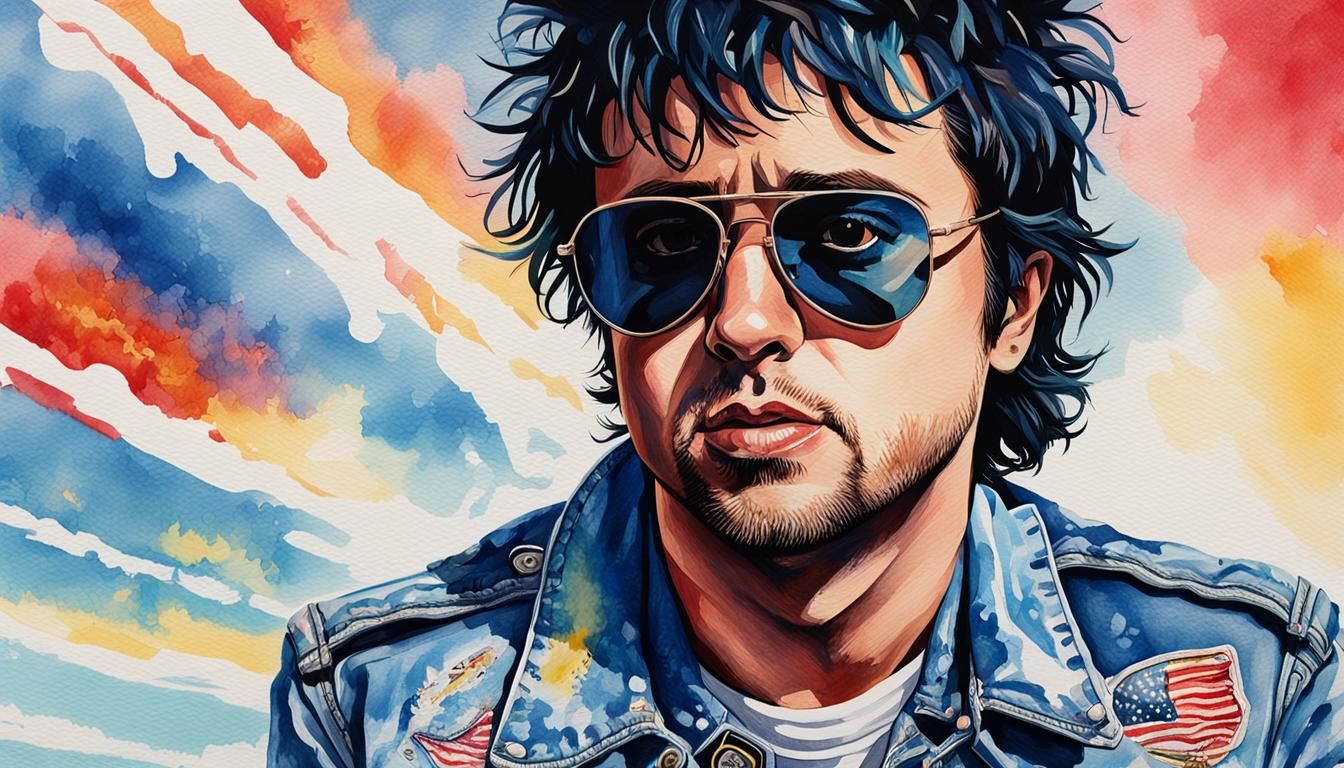 Pop Art Watercolor Portrait on the Highway