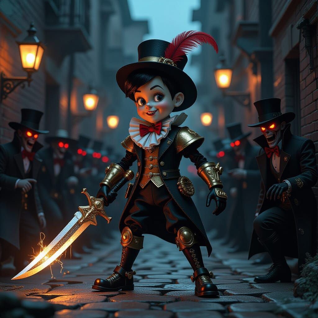 Steampunk Pinocchio Battles Vampires in Gaslit Alley