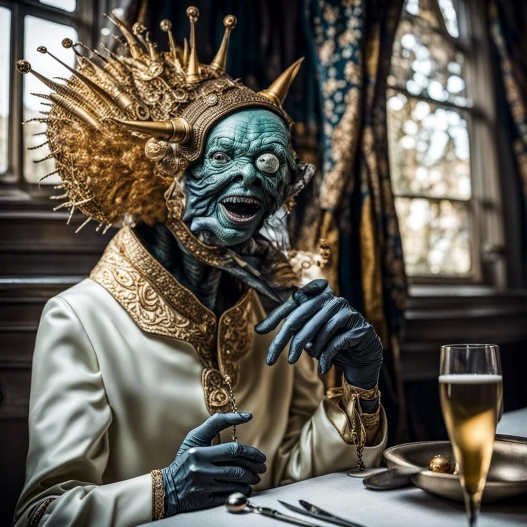 Exotic Aliens Celebrate in Surreal Restaurant: Photography