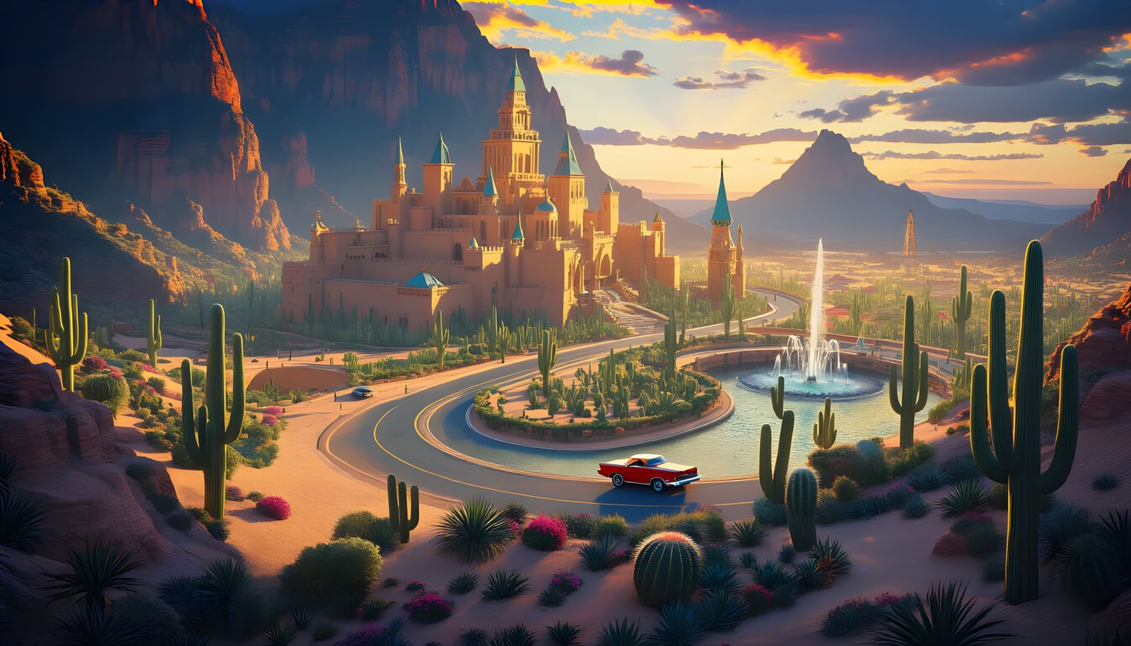 Utopian Desert Fortress: Victorian Dieselpunk Oasis