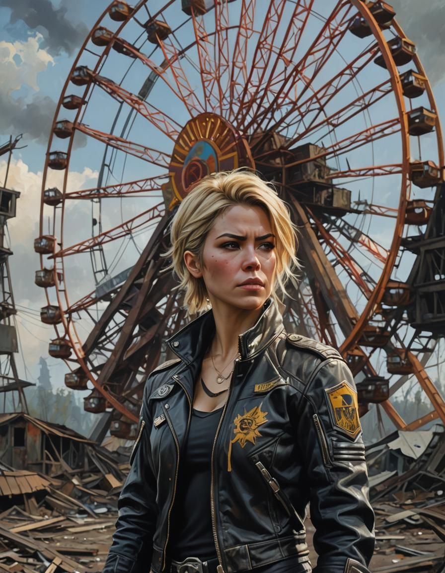 Chernobyl Ruins: Cassie Cage in Post-Apocalyptic Acrylic Pai...