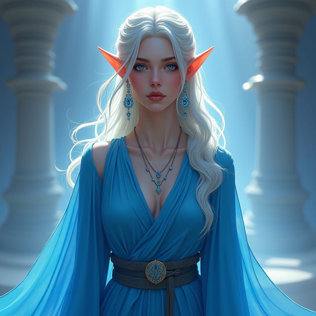 Ethereal Half-Elf Cleric in Photorealistic Style