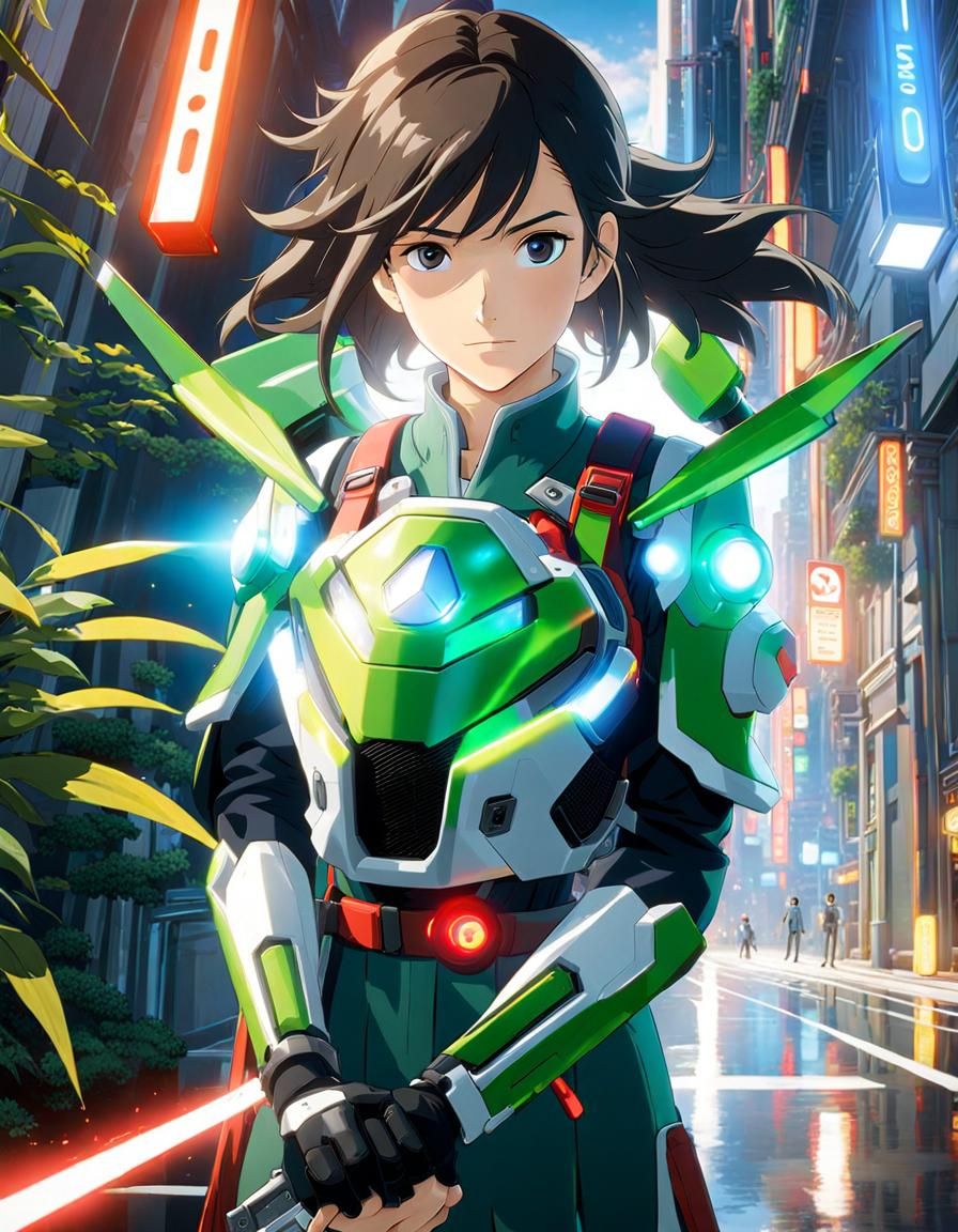 Anime Girl as Nintendo Switch in Cyberpunk Style