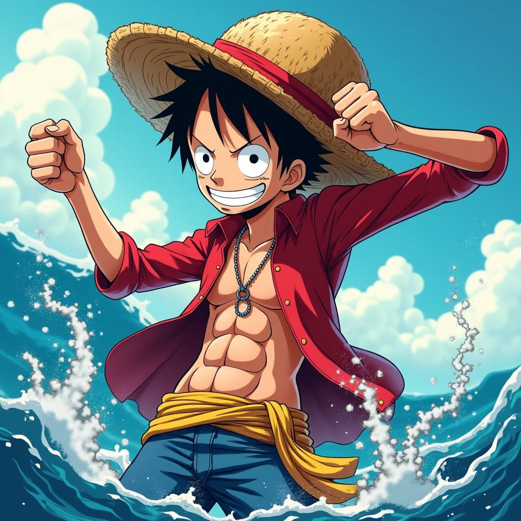 Monkey D. Luffy in Dreamlike Manga Style