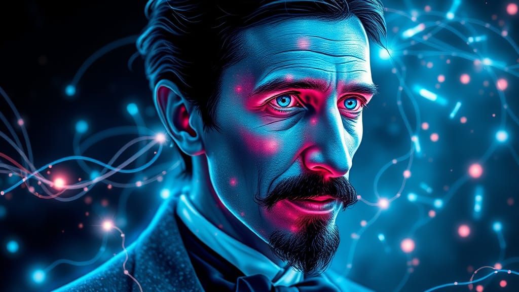Visionary Nikola Tesla Portraits in Dreamlike Fantasy Realms