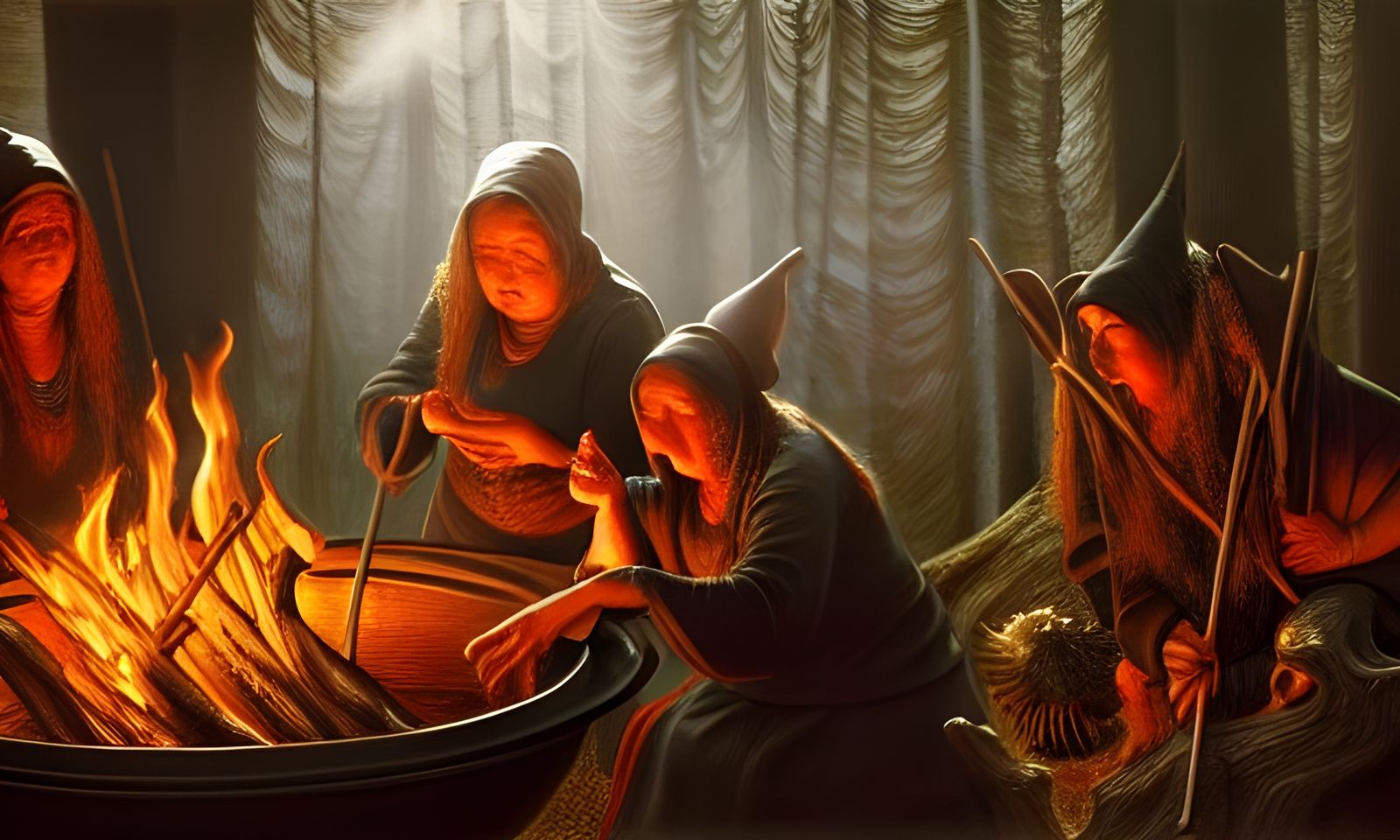 Eerie Witches Brew Potent Potion: A Photorealistic Painting