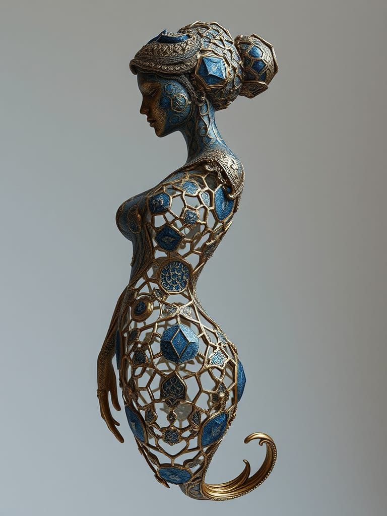 Surreal Geometric Goddess in Islamic Art Style