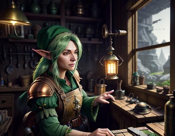 Gnome Repairs Automaton: 3D Game Cinematic Scene