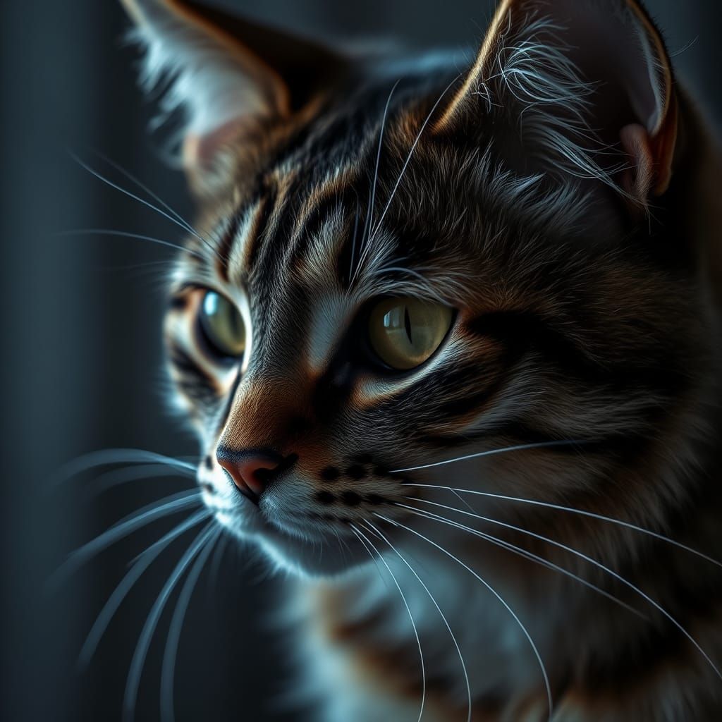 Hyperrealistic Cat Portrait in Sharp Focus