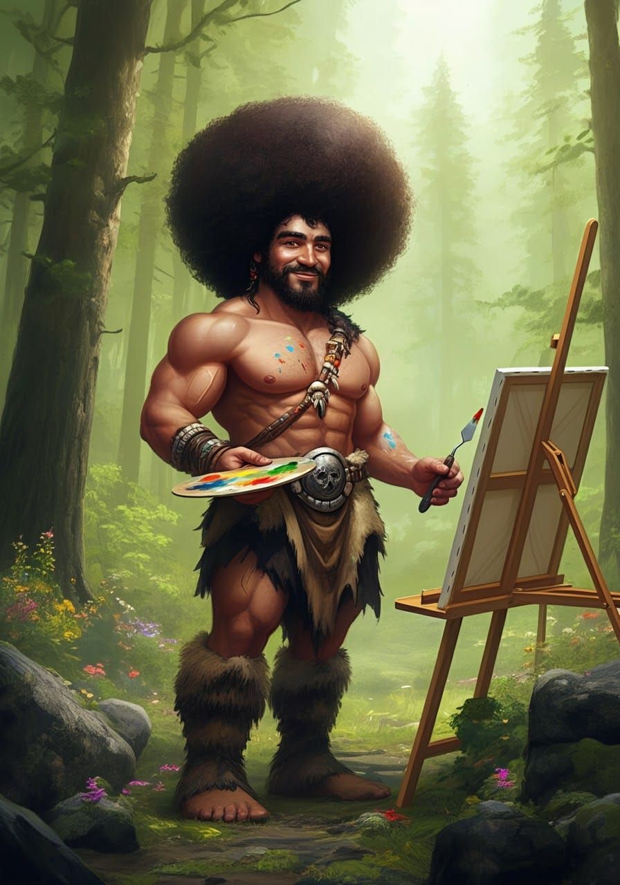 Barbarian's Serene Art: Happy Little Trees in Impasto