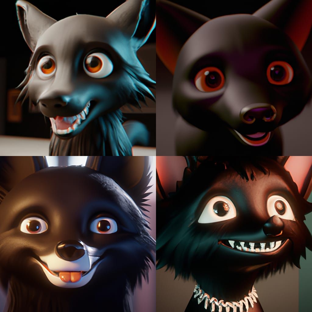 Cute Anthropomorphic Fox with Glowing Eyes in 3D