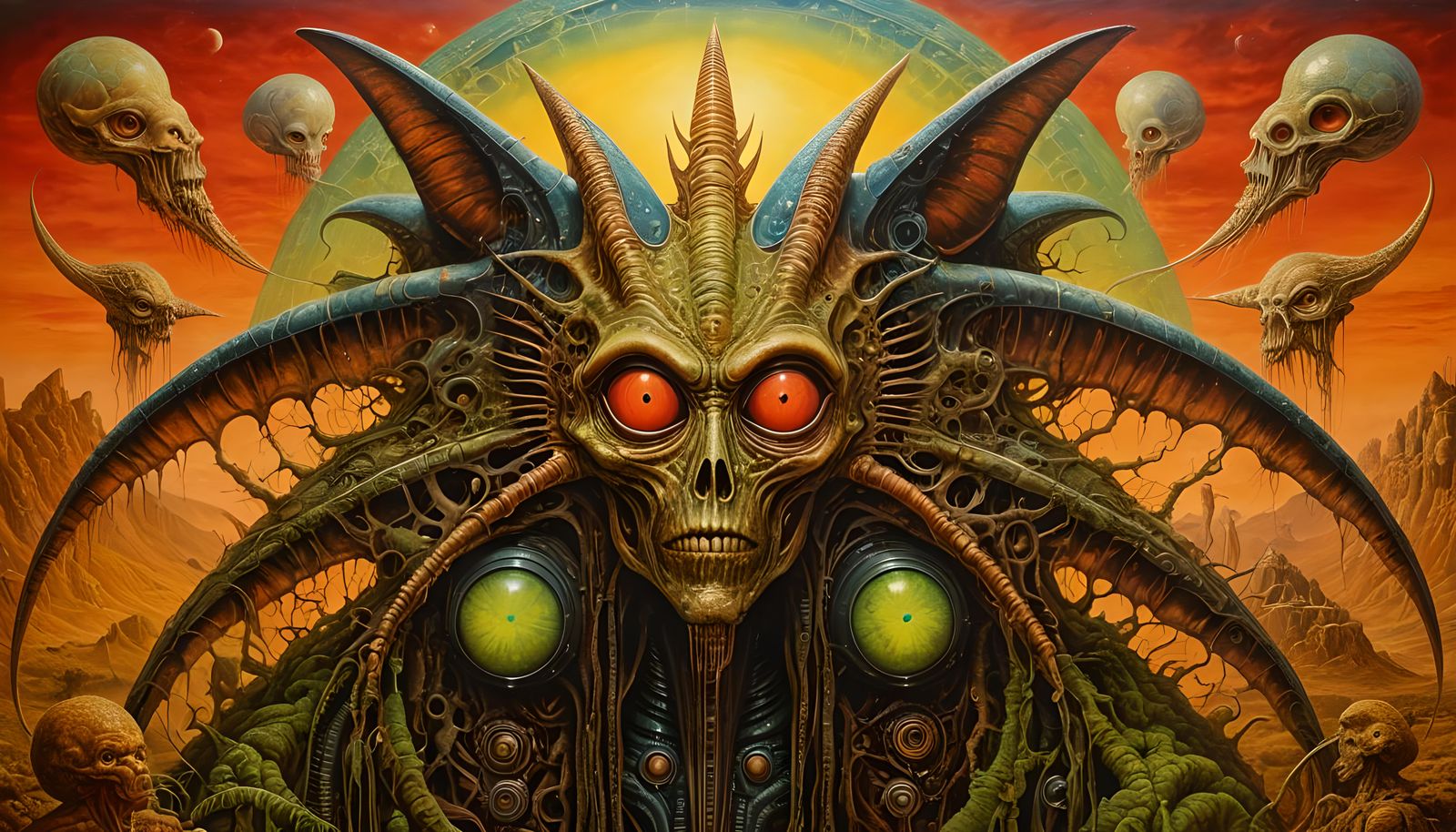 Alien Face: Surreal Fantasy Painting in Oil