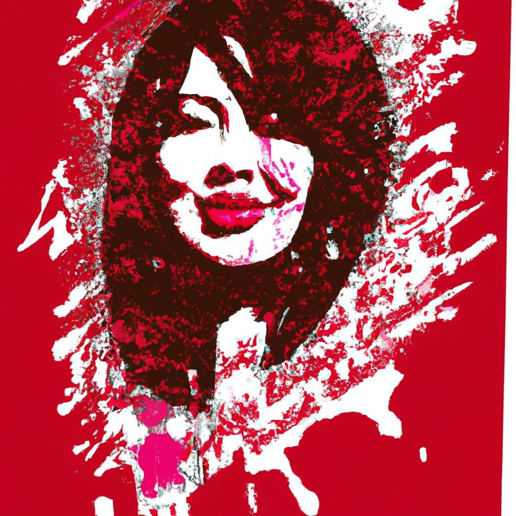 Graffiti-Style Portrait of a Girl in Red