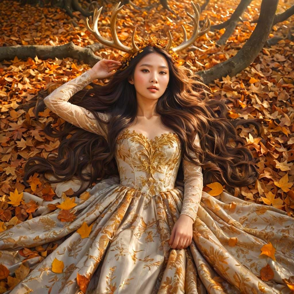 Autumnal Woman in Golden Light, Fantasy Art