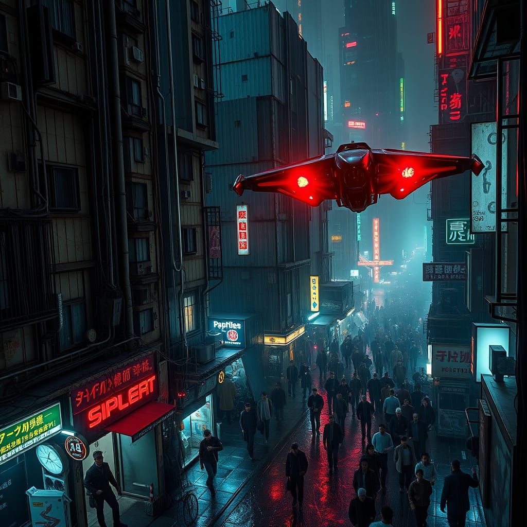 Cyberpunk Cityscape at Night in Blade Runner Style