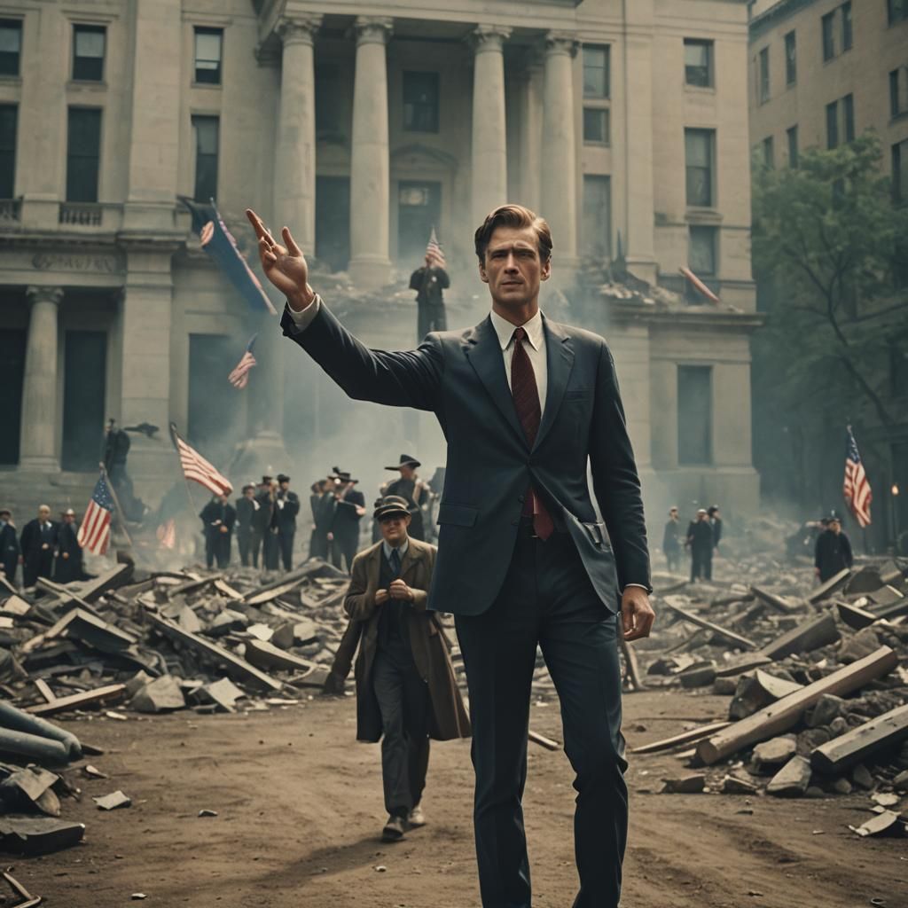 Young Man's Political Victory: Cinematic Film Still