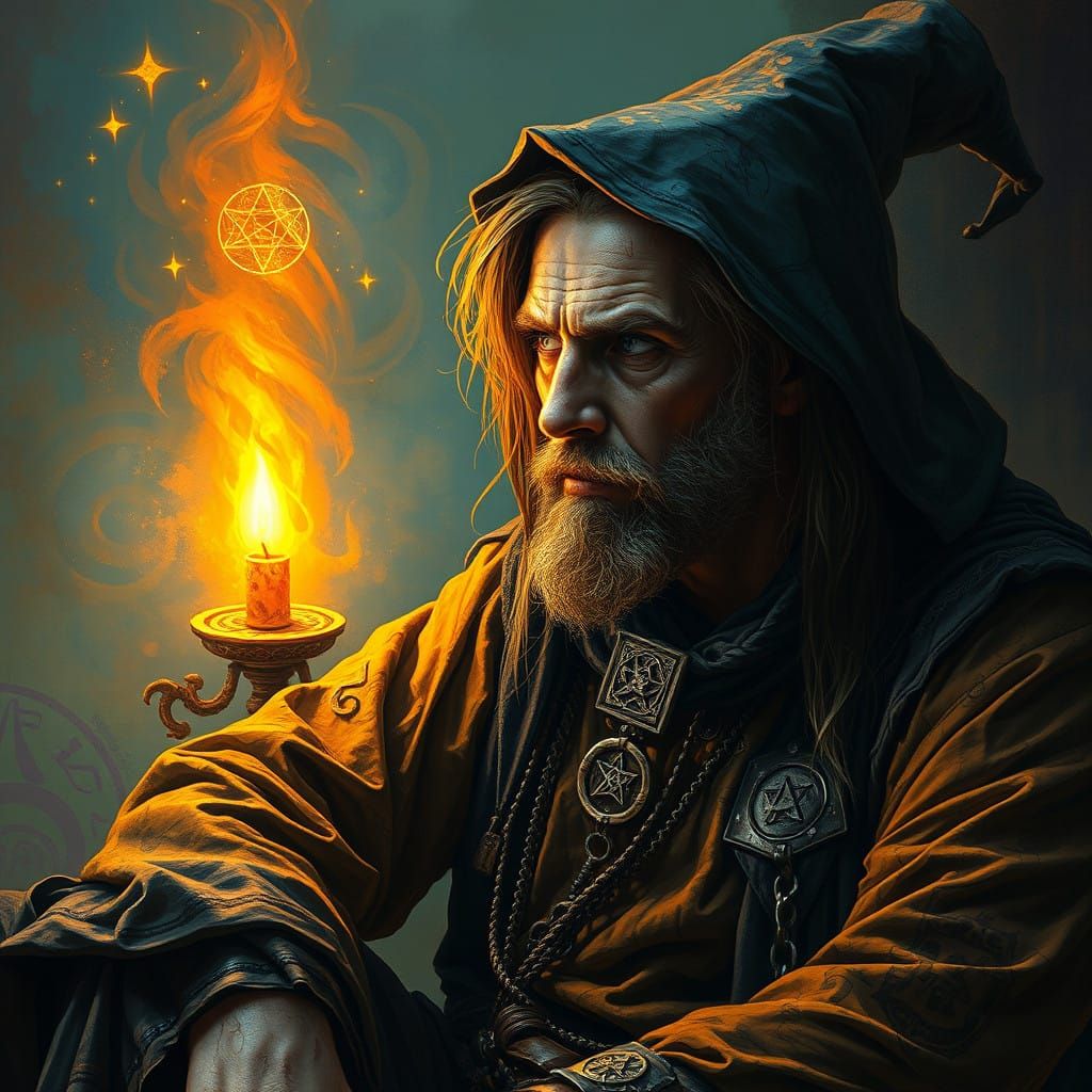 Mystical Male Witch in Turmoil