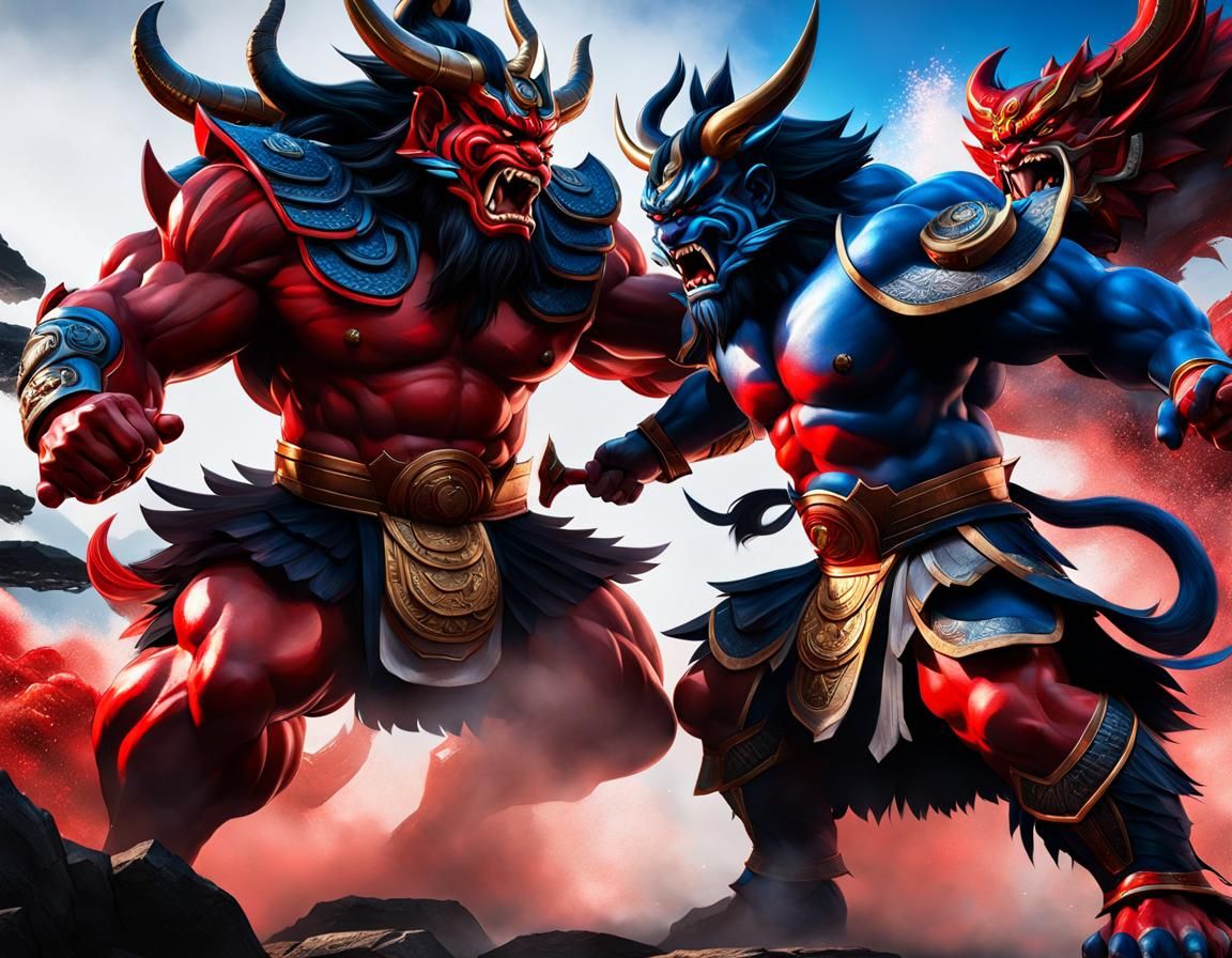 Epic Oni Duel: Red vs Blue Giants