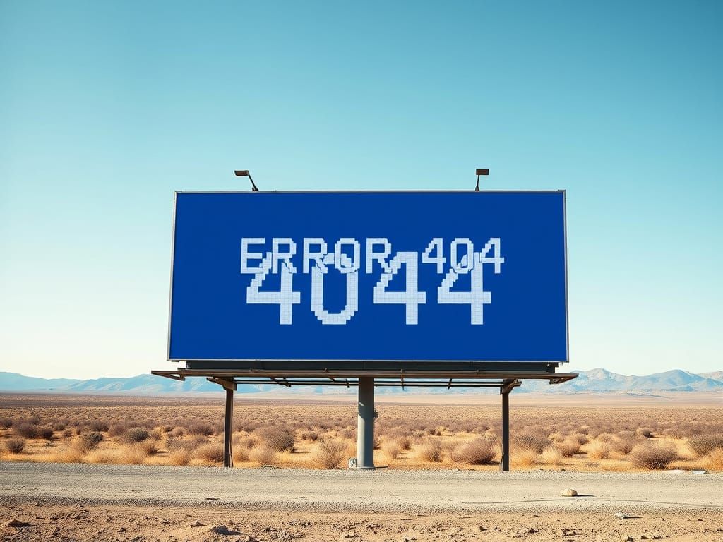 Pixelated Billboard in a Desert Landscape