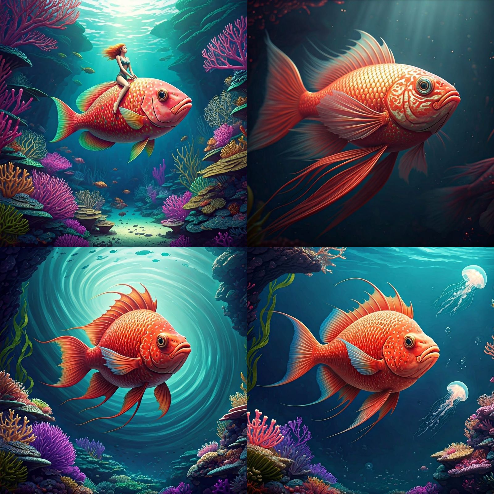 Vibrant Strawberry Fish in a Fantastical World