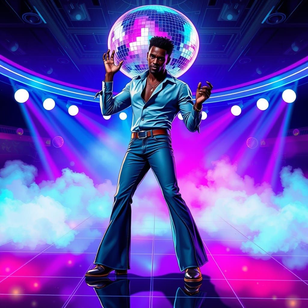 Disco Dancer in Retro Futuristic Style