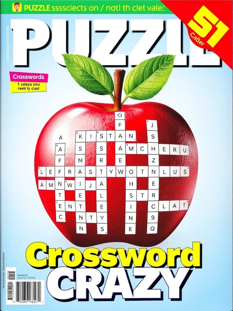 Puzzle magazine cover showing a crossword in the shape of an...