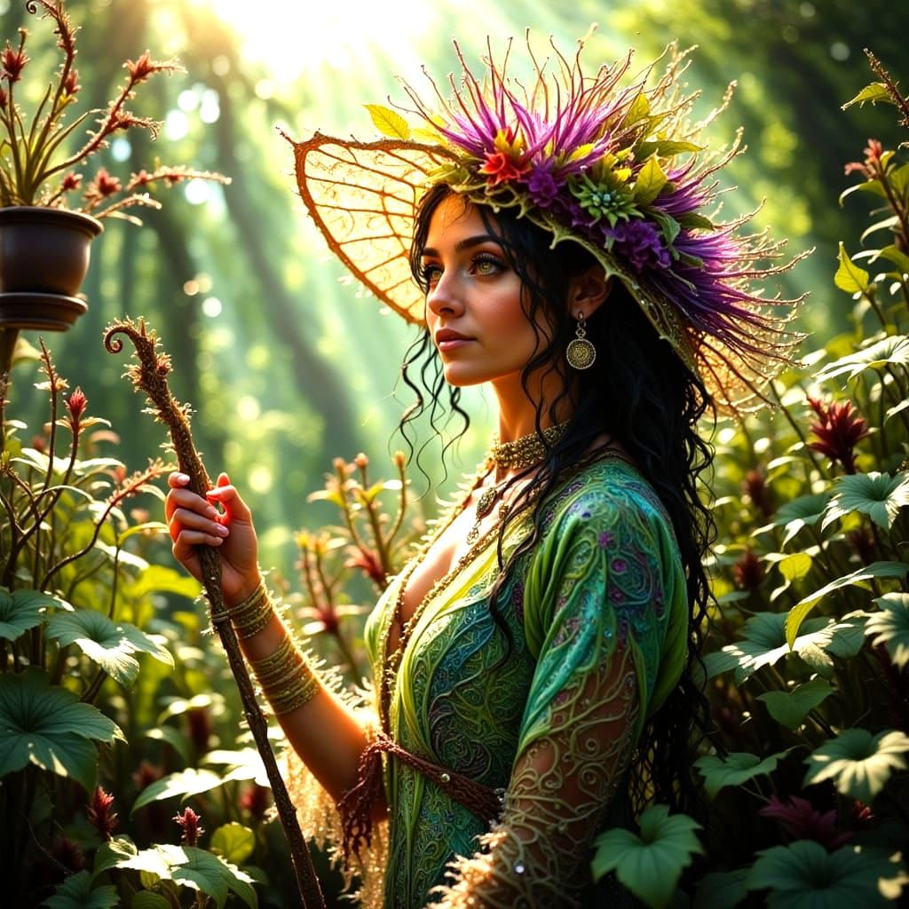 Hippie Nymph Water's Magical Garden with Glowing Dewdrops