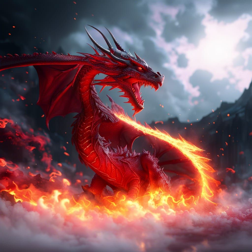 Fiery Dragon: Dark Fantasy Concept Art