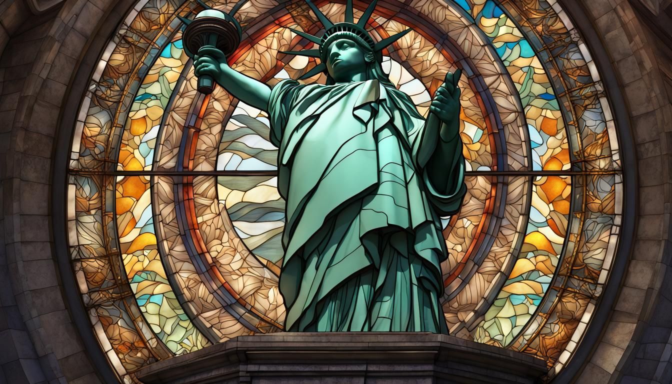 Statue of Liberty in Stained Glass Style