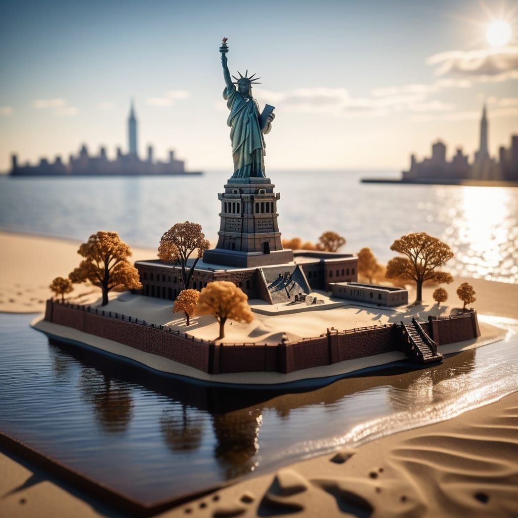 Ellis Island Diorama in Golden Light