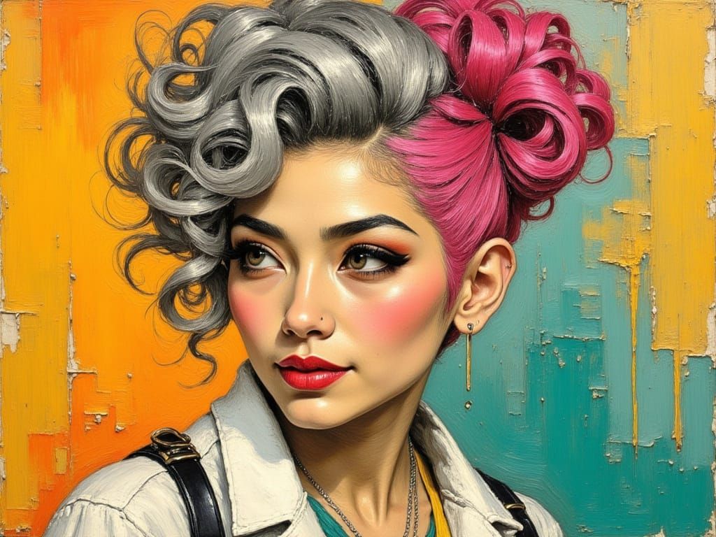 Punk Doctor with Asymmetric Haircut in Vibrant Contrast