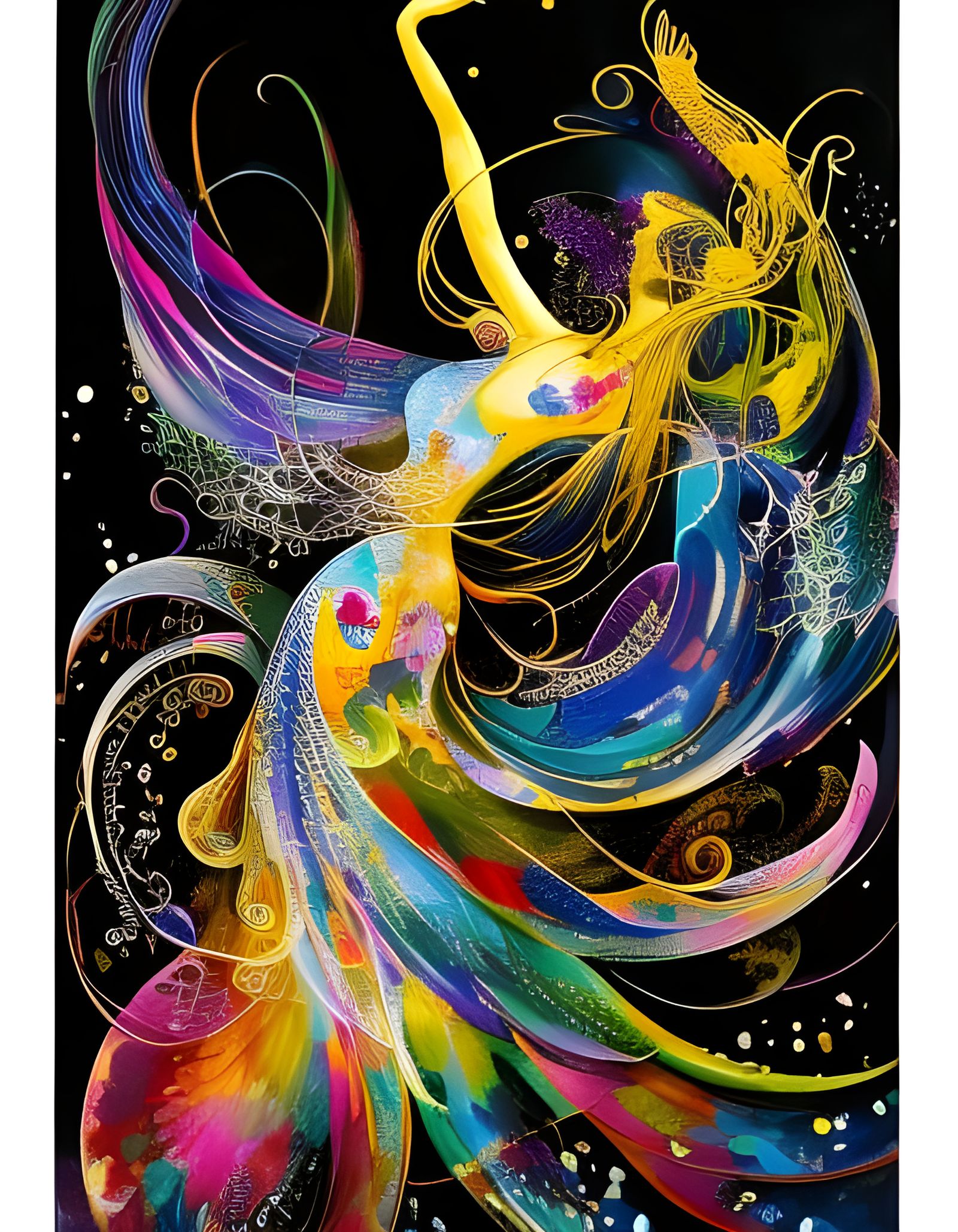 Monochromatic Silhouette Meditating with Watercolor Elements