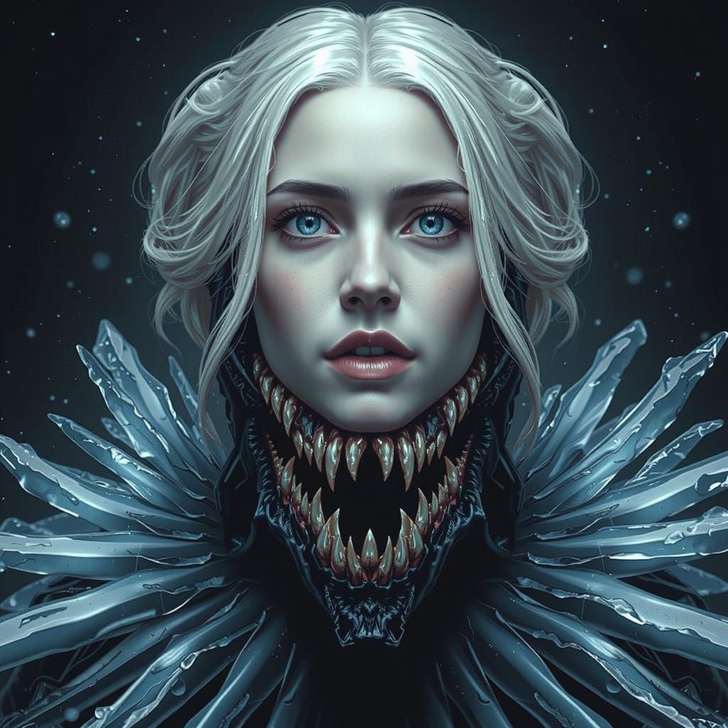 Ethereal Ice Magic Portrait in Dark Fantasy Style