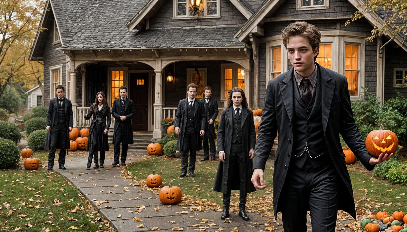 Edward Cullen as Dracula in Halloween Scene
