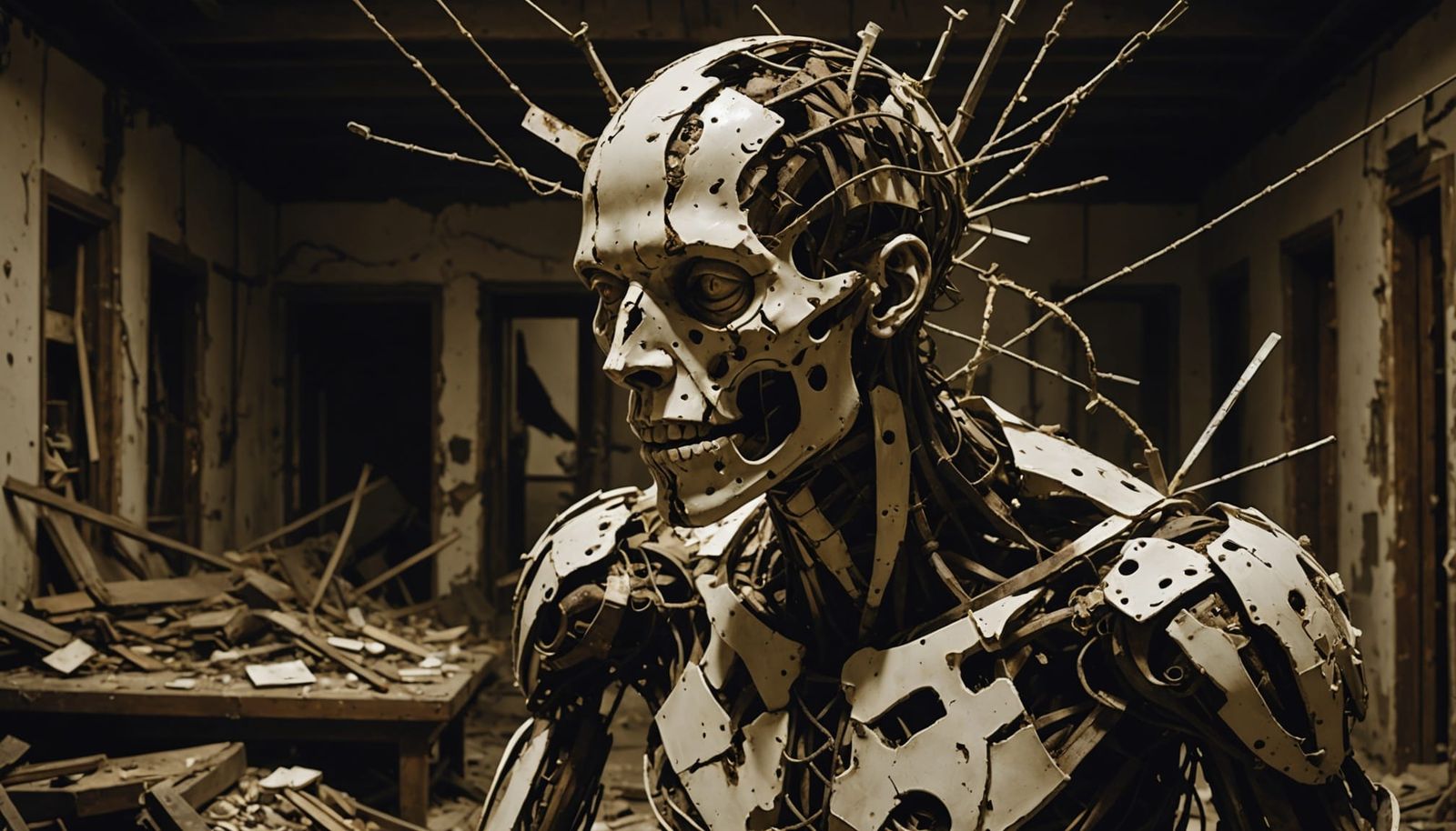 Disturbing Sculpture of Twisted Humanoid Form