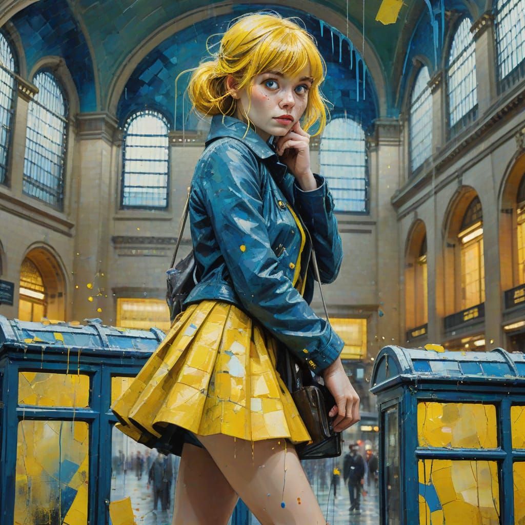 Woman with Yellow Bangs at Grand Central Station