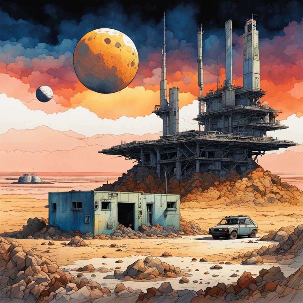 Post-Apocalyptic Military Base in Ligne Claire Style